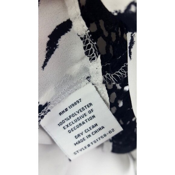 COLLECTIVE CONCEPTS White Black Short Sleeve Blouse Top Shirt Womens S Small - Picture 6 of 6